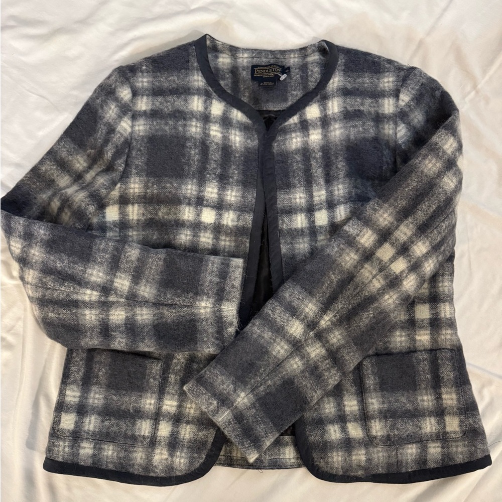 Vtg Pendleton Mohair Wool Shadow Plaid Lined Coat Jacket Womens Size 10 NWOT